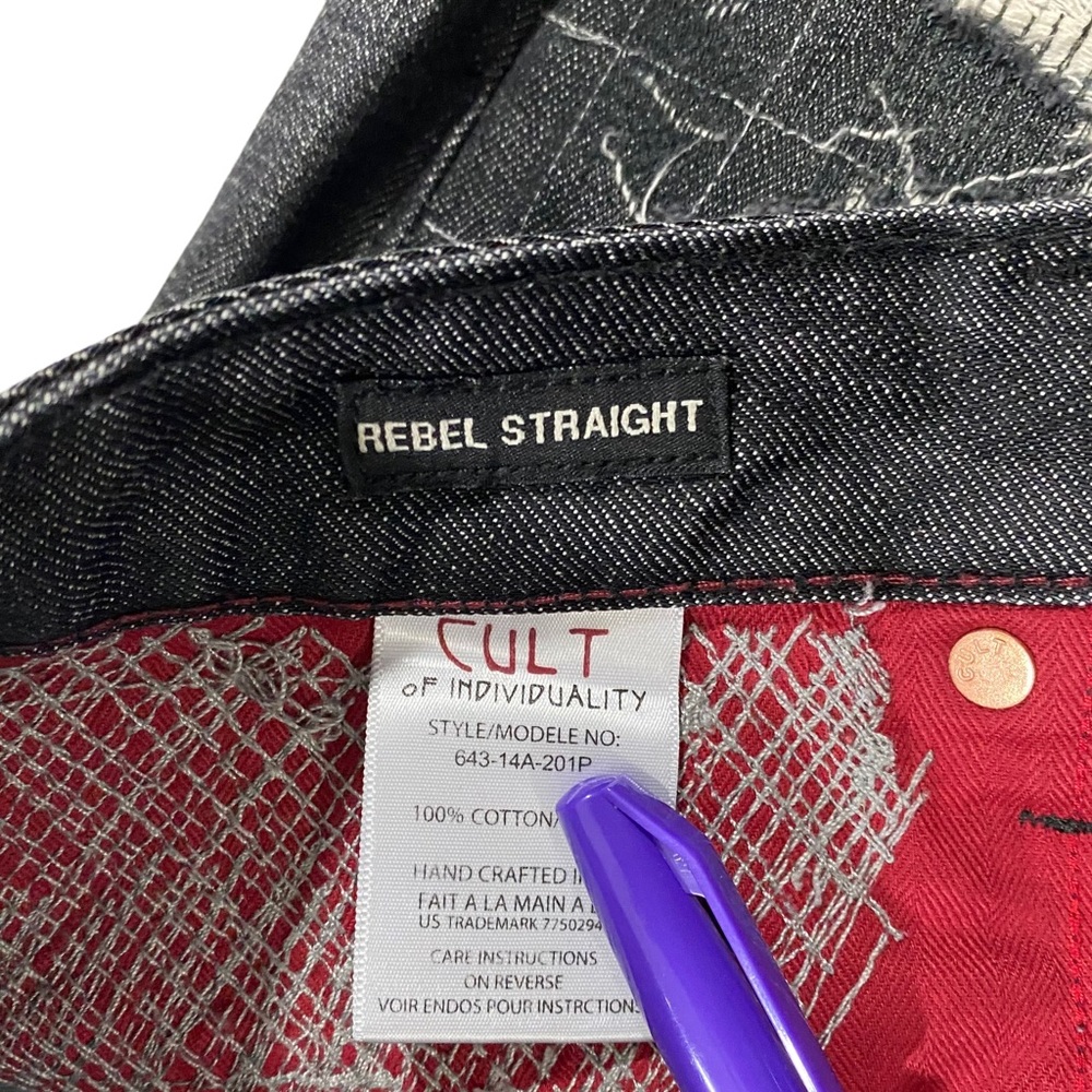 Cult of Individuality Rebel Straight Japanese Selvedge Men Black Wash Jean Sz 33 - Picture 15 of 15